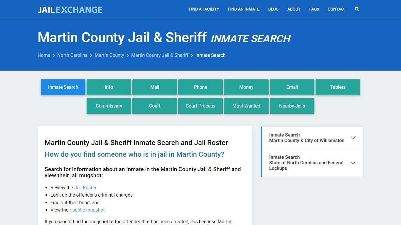 Inmate Search: Roster & Mugshots - Martin County Jail & Sheriff, NC